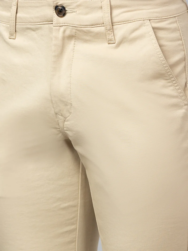 globus  Globus Men Beige Solid Cotton Casual Slim Fit Chinos for Men | Best Price UAE